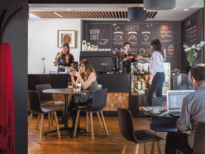 Una de las megasucursales de Santander del modelo Work Café