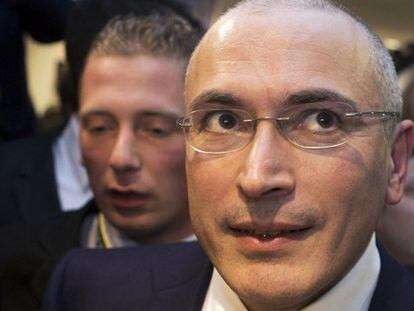 El magnate Mijaíl Jodorkovski este domingo en Berlín.