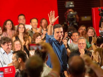 Pedro Sánchez, el martes en un mitin del PSOE en San Sebastián.