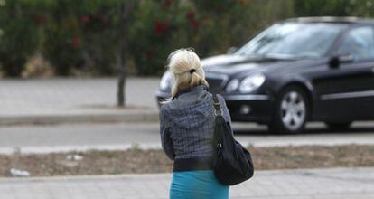 A prostitute in the Garena industrial park, in the Madrid city of Alcalá de Henares.