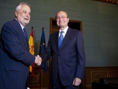 Gri&ntilde;&aacute;n y De la Torre, durante la reuni&oacute;n de ayer en Sevilla.