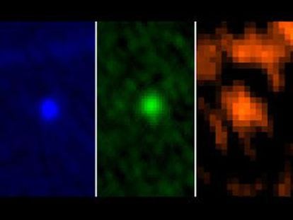 Im&aacute;genes del Apofis en tres longitudes de onda, captadas por el telescopio &#039;Herschel&#039;. 