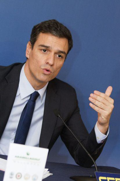 Pedro Sánchez, durante un foro en la capital balear.