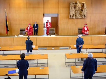 Tribunal Constitucional alemán, en Karlsruhe, el 5 de mayo, durante el pronunciamiento sobre la compra de bonos del BCE.