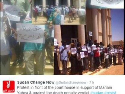 Cuenta de Twitter de la organización Sudan Change Now que sigue las protestas tras conocerse el veredicto.