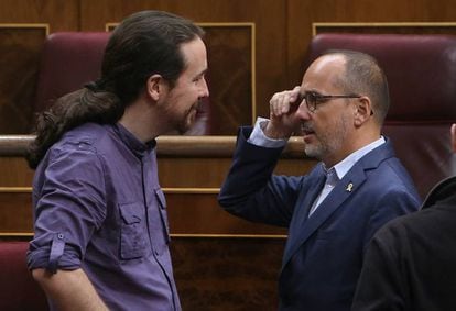 Pablo Iglesias i Carles Campuzano, al Congrés.