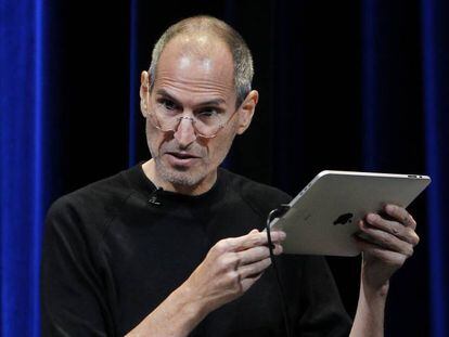 Steve Jobs, en una presentaci&oacute;n de Apple en 2011. 