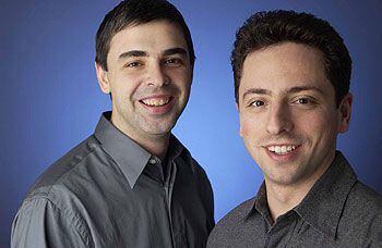 De izquierda a derecha, Larry Page y Sergey Brin, fundadores de Google.
