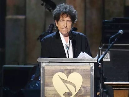 Dylan, durante su discurso al ser nombrado Persona del a&ntilde;o por MusiCares en 2015. 