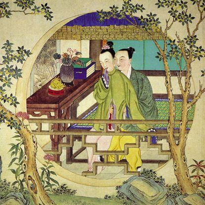 Ilustración del clásico chino,<i>El erudito de las carcajadas. Jin Ping Mei</i> (Atalanta), que incluye los grabados originales y otros posteriores en color.