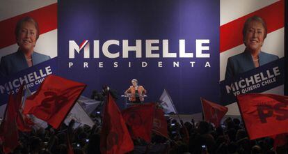 Bachelet durante el acto en el que ha sido proclamada precandidata. 
