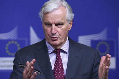 El comisario europeo de Mercado Interior, Michel Barnier, el pasado 31 de enero en una comparecencia ante la prensa en Bruselas.