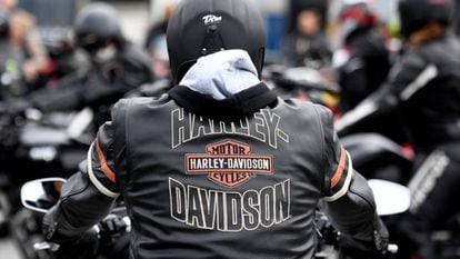 Motero de Harley-Davidson en Hambugo, Alemania