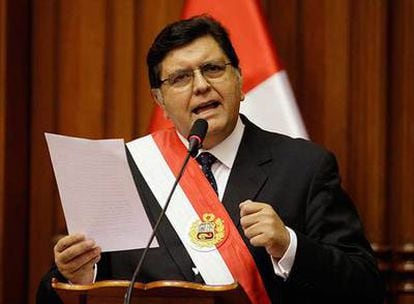 El presidente de Perú, Alan García, en un discurso televisado el pasado julio.