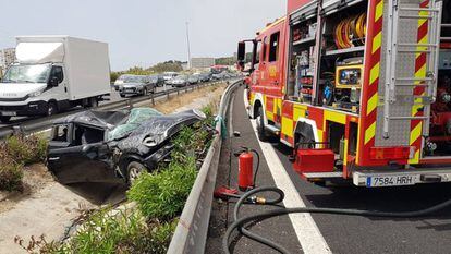 Accidente de tráfico la pasada semana en Málaga capital en el que hubo cuatro heridos.