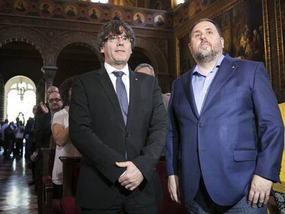 Carles Puigdemont i Oriol Junqueras aquest dilluns.