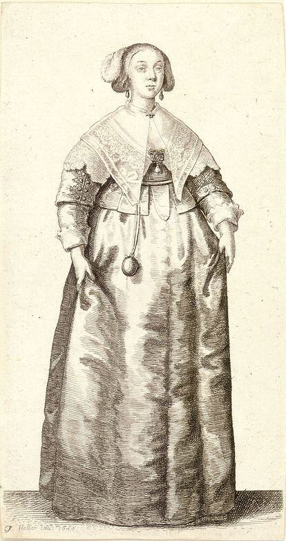 Woman with Pomander, by Wenceslar Hollar, 1643, MET, New York.