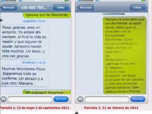 SMS entre Rajoy y la mujer del extesorero publicados por 'El Mundo'.
