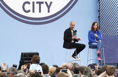 Guardiola, durante la presentación oficial con el Manchester City.