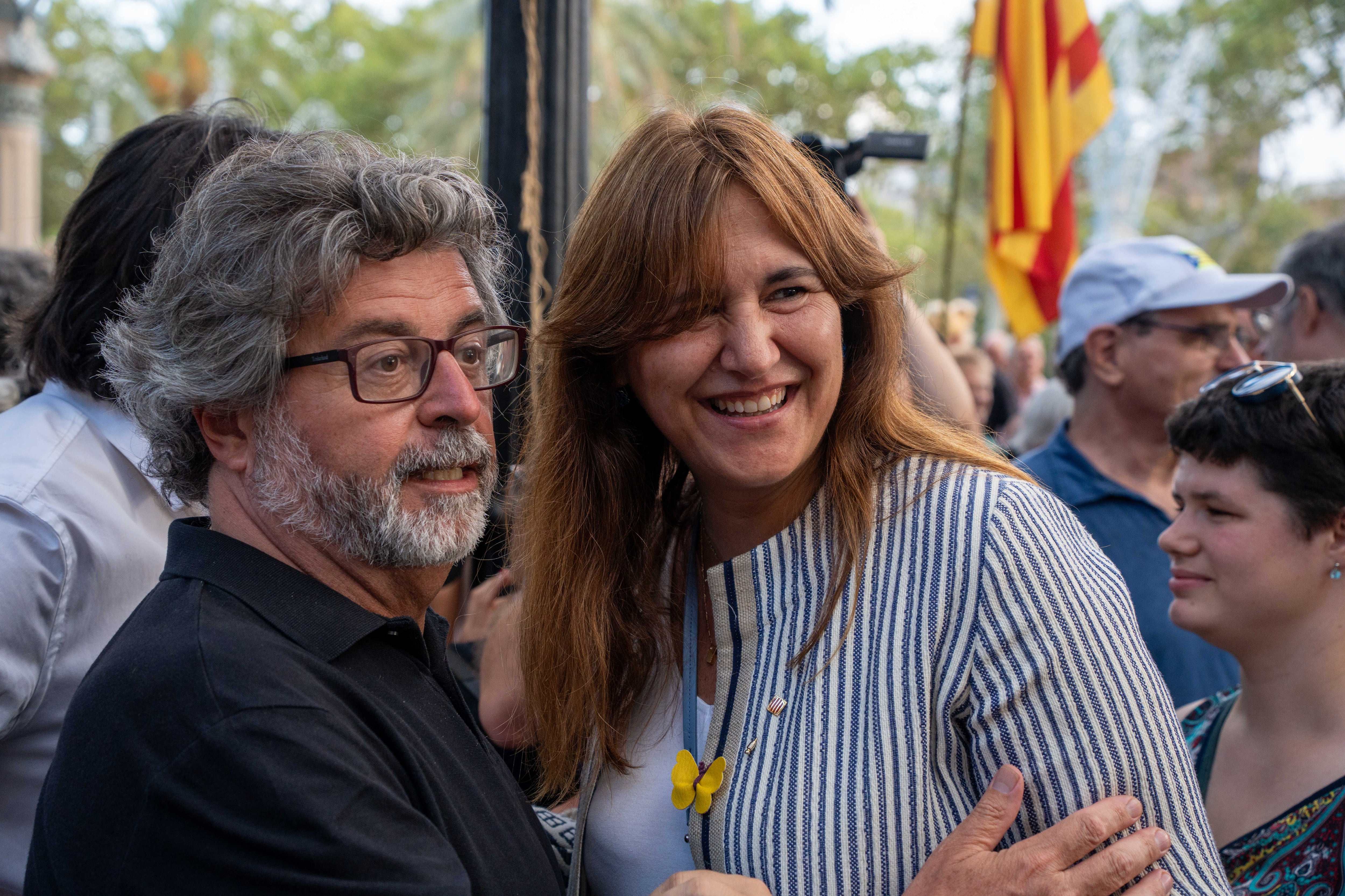 Laura Borras, líder de Junts, este lunes en una manifestación.