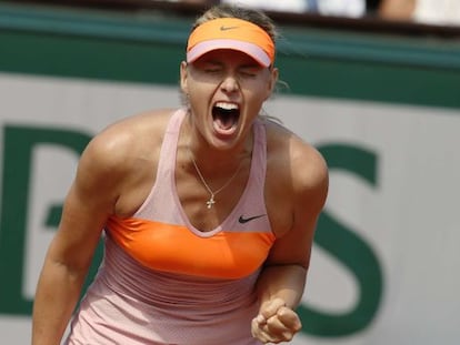 Sharapova celebra su victoria. 