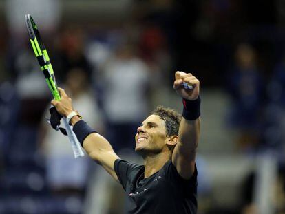 Rafael Nadal celebra la victoria frente a Taro Daniel.