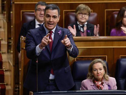 El presidente del Gobierno, Pedro Sánchez, durante la sesión de control del Congreso de este miércoles.