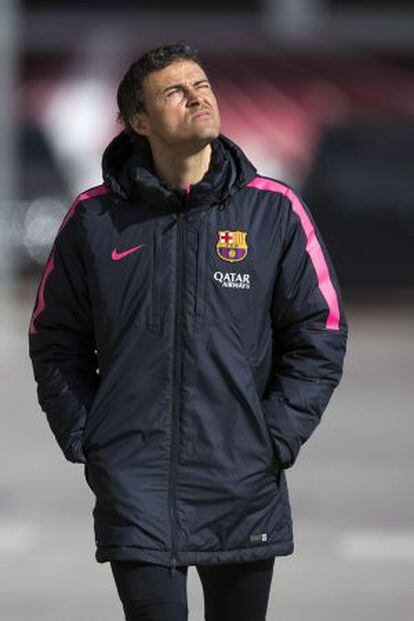 El entrenador del Barcelona, Luis Enrique, poco antes de la rueda de prensa 