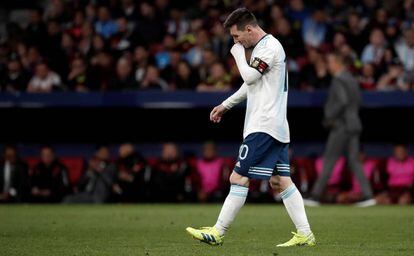 Messi, durante el partido entre Argentina y Venezuela en el Metropolitano.