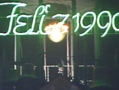 Un instante de la emisión de las campanadas de 1990 en TVE.