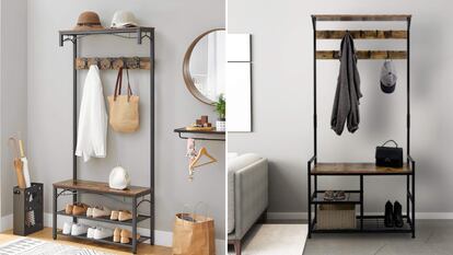 This is an item with a complete selection of coat racks that include benches and shelves for clothing and footwear.