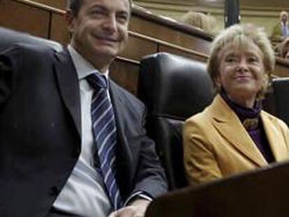 José Luis Rodríguez Zapatero y María Teresa fernández de la Vega, en el Congreso.