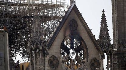 Catedral de Notre Dame en París, el pasado miércoles, tras el incendio. 