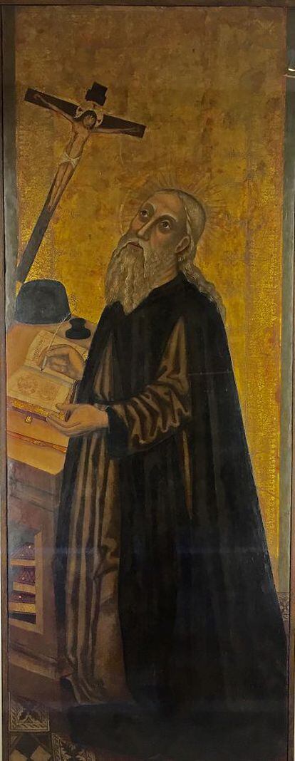 Ramon Llull, seg&uacute;n un retablo de Joan Des&iacute; (1503) expuesto en la muestra.