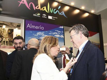 El presidente de la Generalitat, Ximo Puig, y la presidenta de la Junta de Andaluc&iacute;a, Susana D&iacute;az, en la feria internacional de turismo ITB 2017 de Berl&iacute;n.