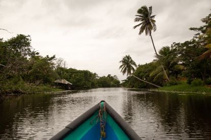 Vista de la comunidad de Mano Perdida y su paisaje. La comunidad vive a orillas de la laguna; sus labores diarias están relacionas con el agua.