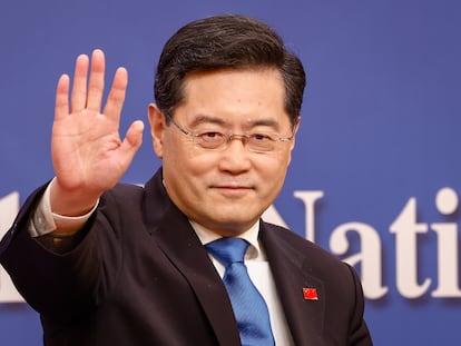 El exministro de Exteriores chino, Qin Gang, tras una rueda de prensa en Pekín, el pasado 7 de marzo en Pekín.