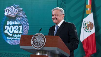 El presidente Andrés Manuel López Obrador, este viernes en el Palacio Nacional.