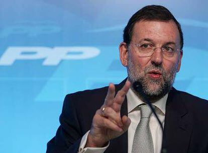 Mariano Rajoy, durante una comparecencia en la sede del PP.