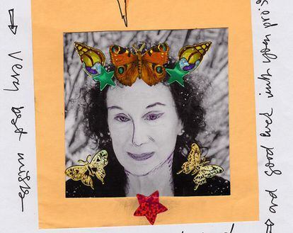 Margaret Atwood, escritora canadiense, contesta peticiones de colegas y fans con cartas en formato 'collage'.