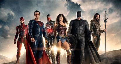 The Flash, Superman, Cyborg, Wonder Woman, Batman y Aquaman, en sus últimas encarnaciones en el cine.