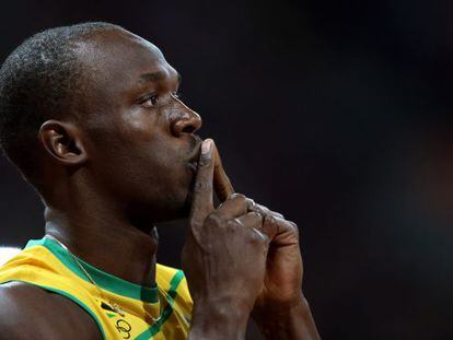 Usain Bolt tras ganar la carrera de 100 metros