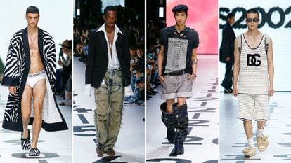 Cuatro diseños presentados en Milán por Dolce&Gabbana para la primavera/verano de 2023