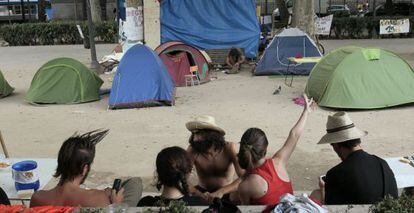 Un campamento de los indignados en Madrid. 