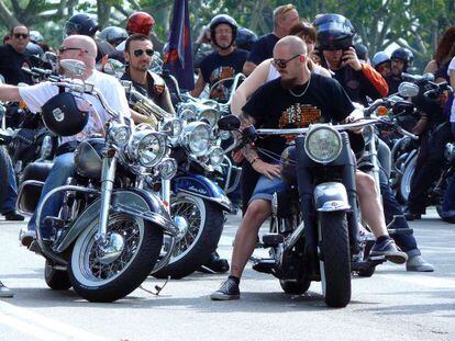 Aficionados de Harley Davidson durante la concentraci&oacute;n &#039;Harley Days&#039; de Barcelona en 2011.