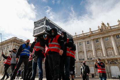 Protesta del sector de los espectáculos reunido en el movimiento Alerta Roja, en septiembre de 2020 en Madrid.