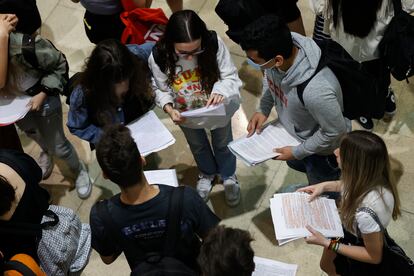 A group of students during the Selectivity exam, in June in Madrid.