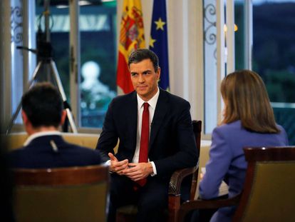 El presidente del Gobierno, Pedro Sánchez, en la entrevista a TVE.