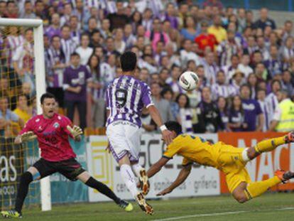 Javi Guerra, al anotar el gol del Valladolid.