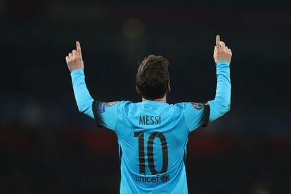 Messi, en el Arsenal-Barcelona.